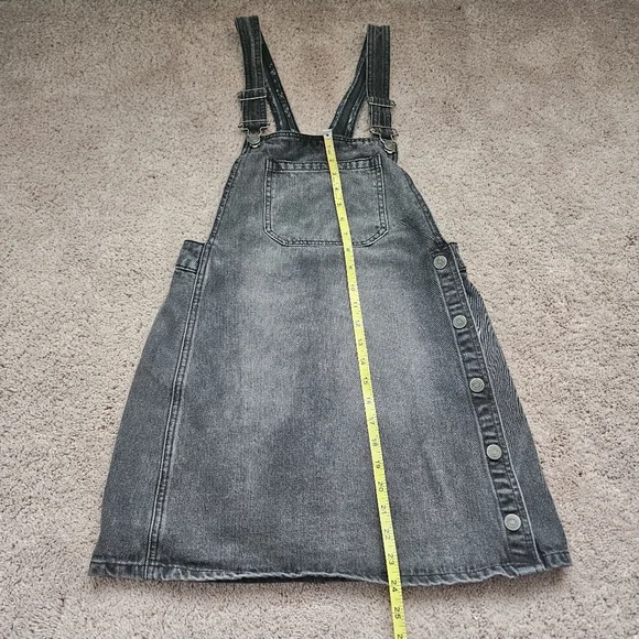 Free People Louise Denim Skirt Overall Rocky Mountain Black Sz 4 with adj Straps - Picture 5 of 8